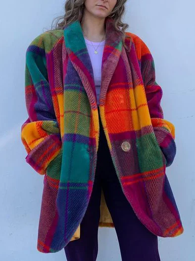 Cozy Women's Oversized Checked Parka Coat - OutfitLondon