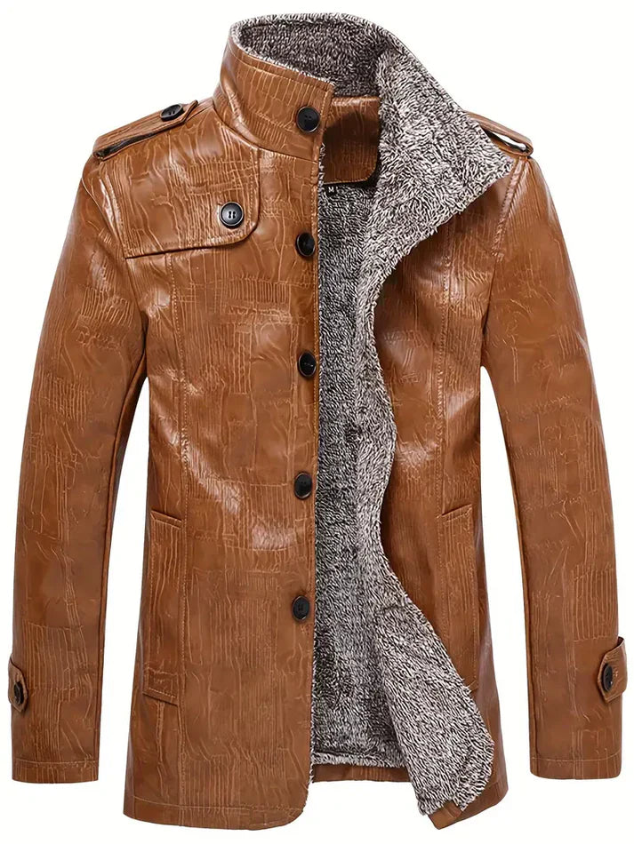 Warm Leather Biker Jacket for Men