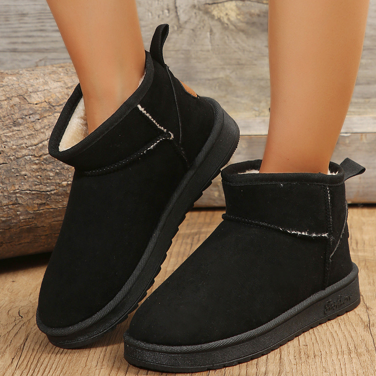 Faux Fur Lined Ankle Snow Boots Non Slip Warm Winter Booties