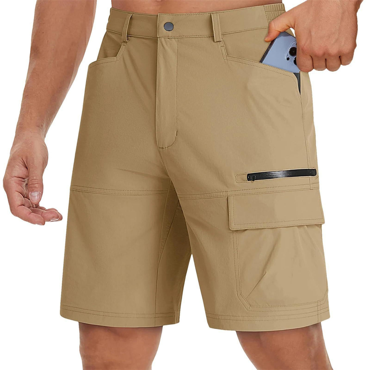 Men's Casual Cotton Cargo Shorts with Multi-Pockets
