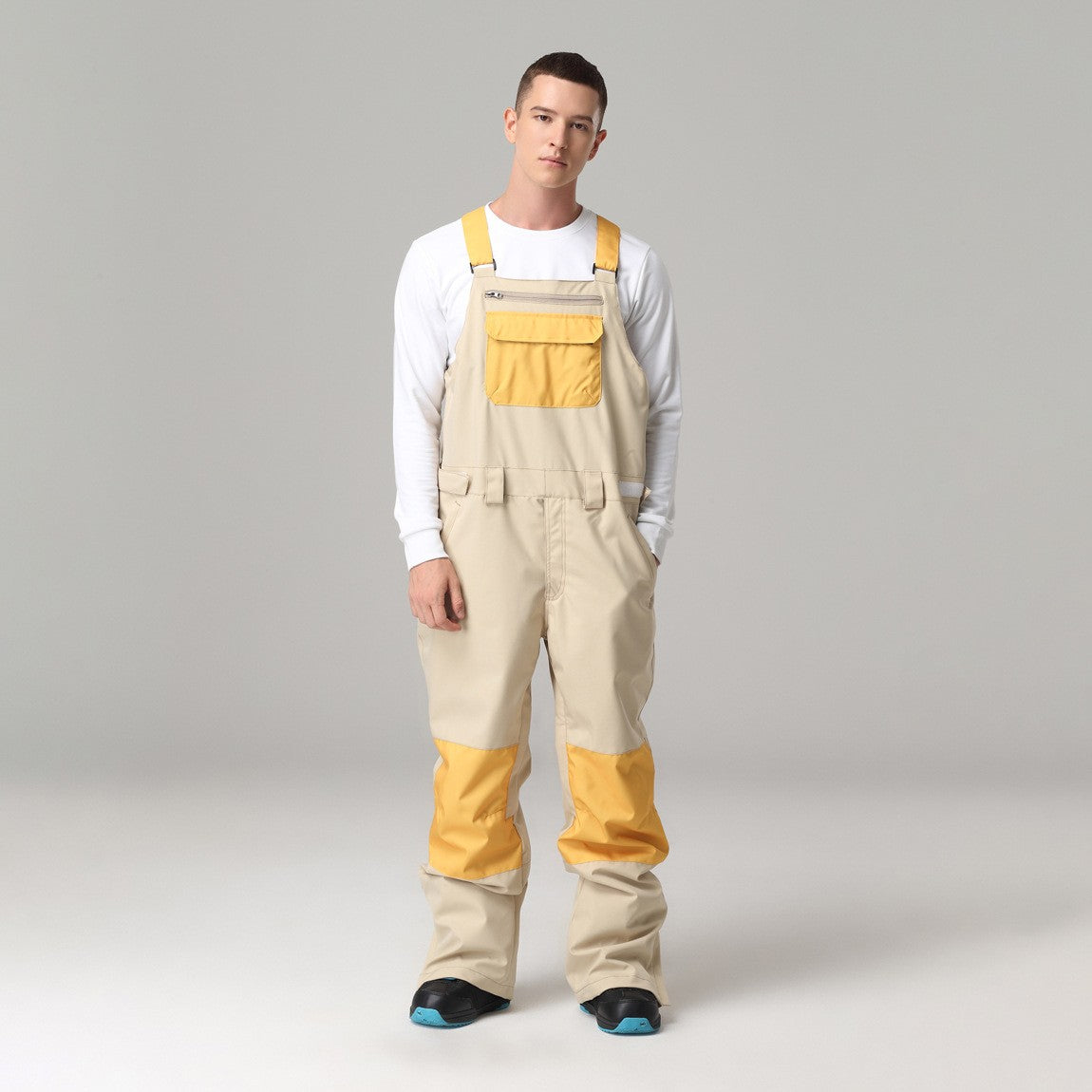 Unisex Windproof Contrast Color Ski Bib Pants