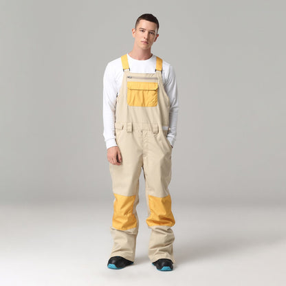 Unisex Windproof Contrast Color Ski Bib Pants
