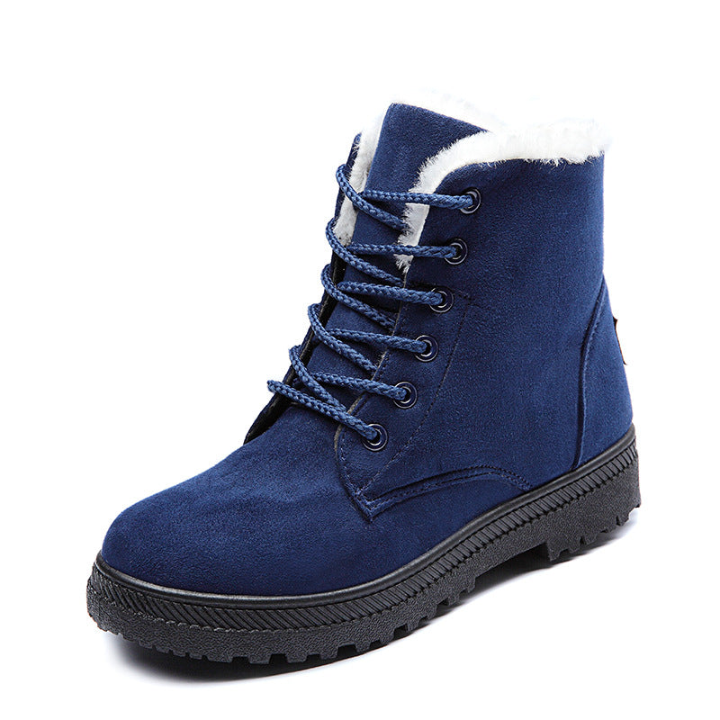 Comfort Warm Fur Flat Waterproof Snow Ankle Boots Cotton Lined Winter Booties