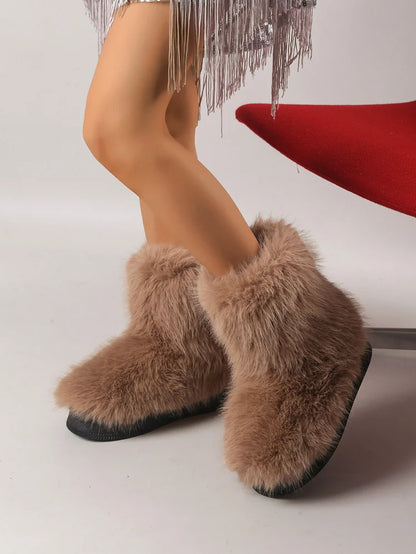 Warm Faux Fur Ankle Boots for Women
