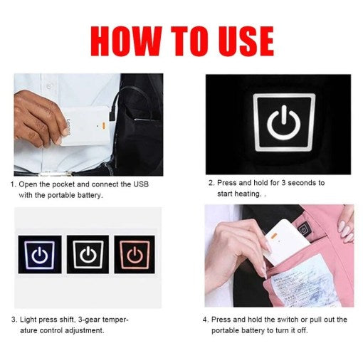 Heated Jacket Men Women Heating Coat Warm Winter Vest Electric USB Jacket Thermal