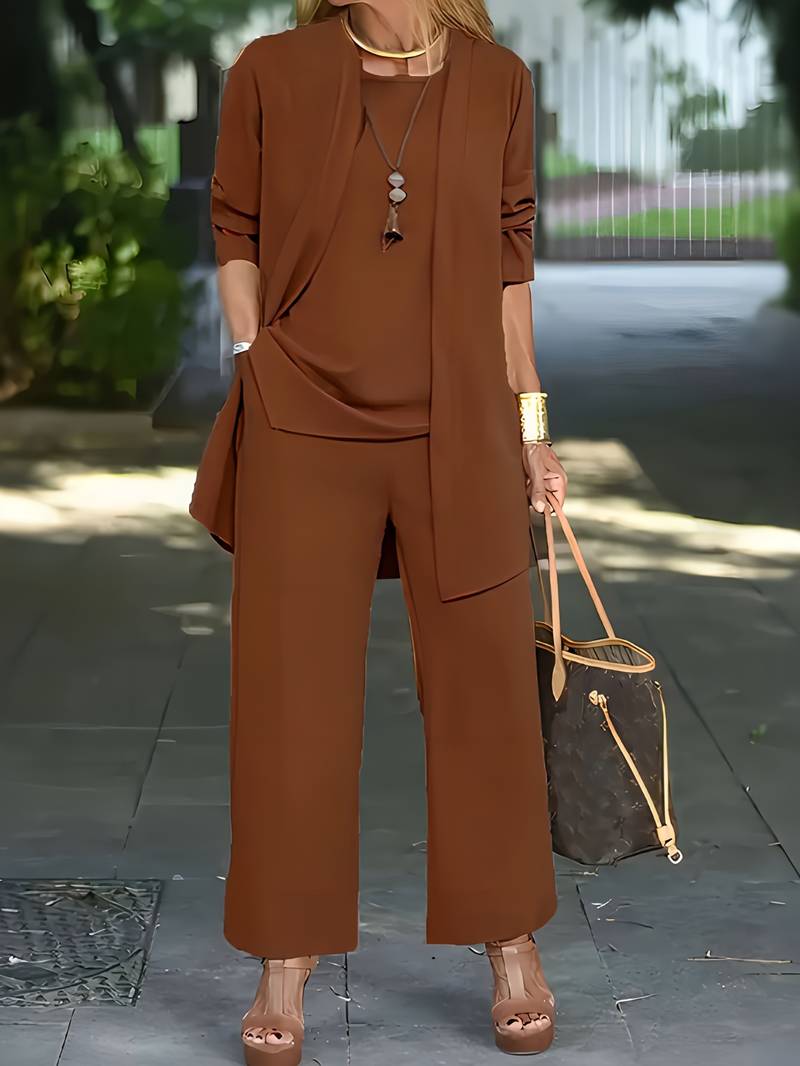 Comfortable Plush Ladies Loungewear Pant Set with Cardigan