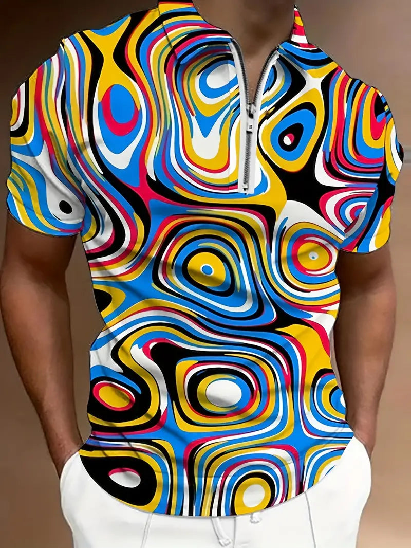 Trendy Short Sleeve Shirt Vibrant Print Casual Fit - OutfitLondon