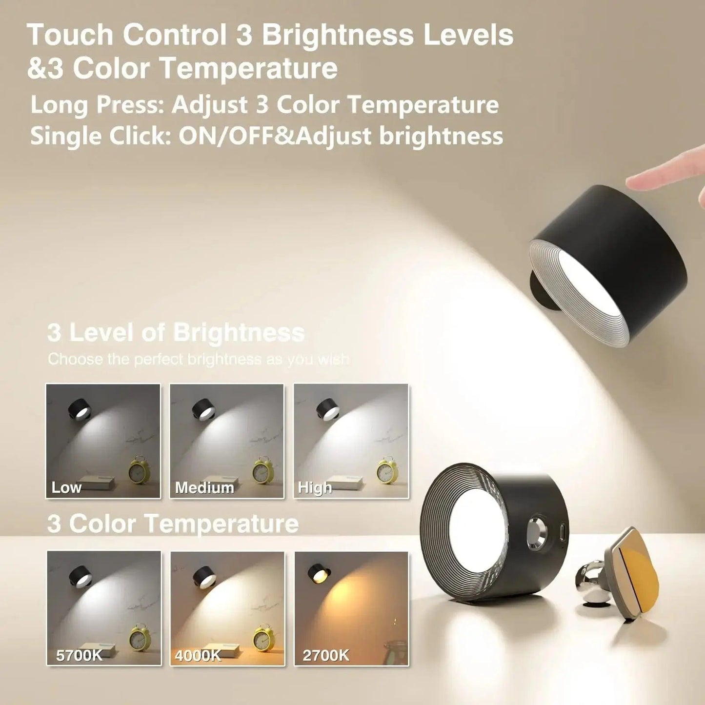 Cordless Wall Lamp - Battery Operated Light - Rechargeable Wall Light - Ambilume