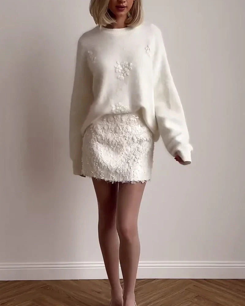 Pretty Floral Crew Neck Sweater