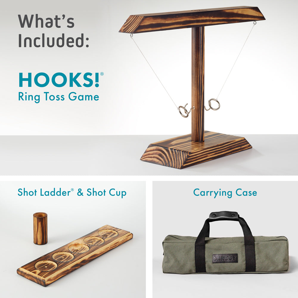 HOOKS Ring Toss And Shot Ladder - Burned