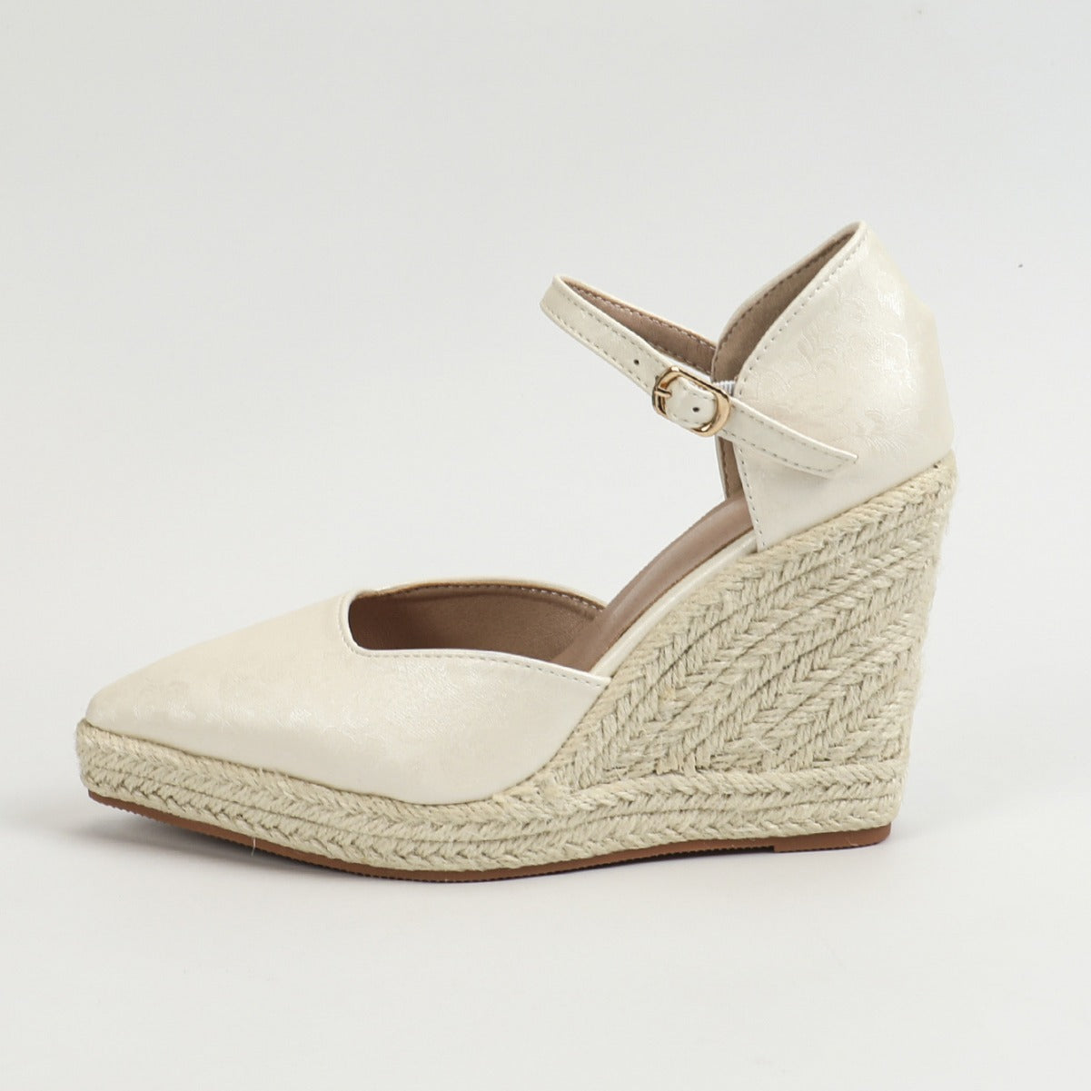 Women's Wedge Espadrille Shoes with Closed Toe and Ankle Strap