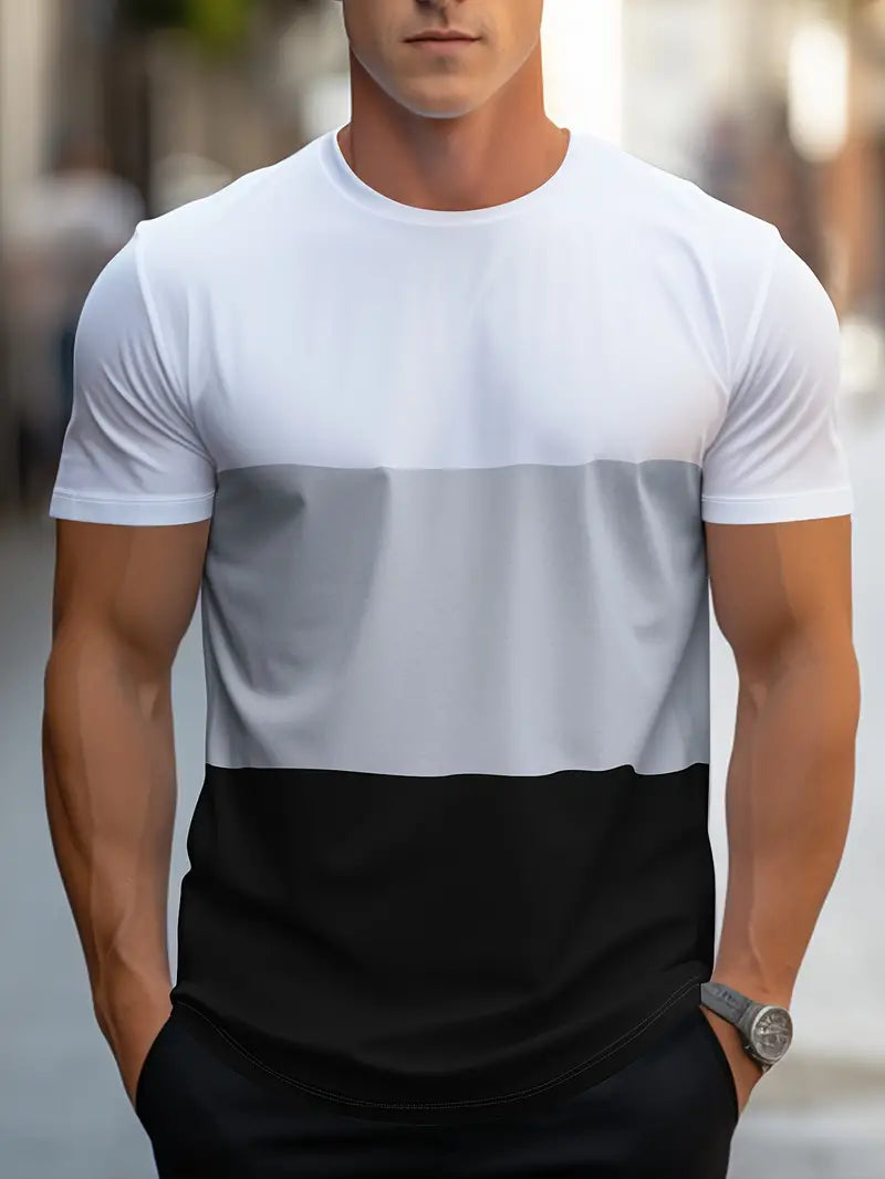 Fashionable Color Block Short Sleeve Tee
