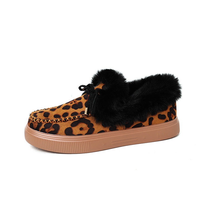 Suede Warm Flat Slip on Snow Boots Faux Fur Lined Loafer Shoes