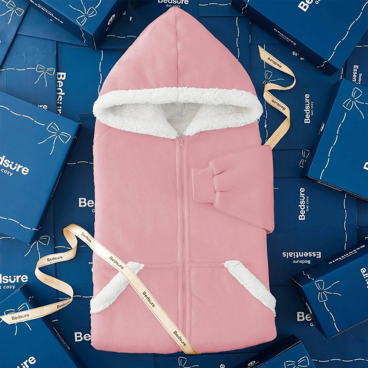 Plush Fleece Wearable Blanket Hoodie - Warm Zip Up