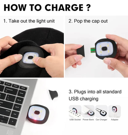 Rechargeable Winter LED Beanie Light