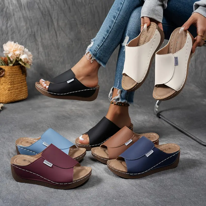 Comfortable Arch Support Slides – Women’s Solid Color Sandals – Breathable