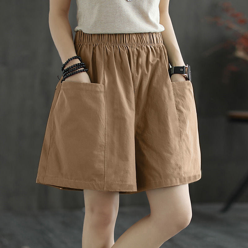 Women's Casual Cotton Loose Straight-Leg Cargo Shorts
