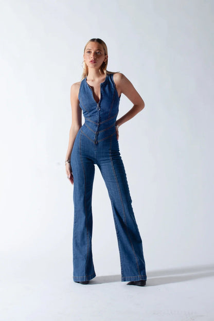 Women's Classic Blue Jeans Jumpsuit