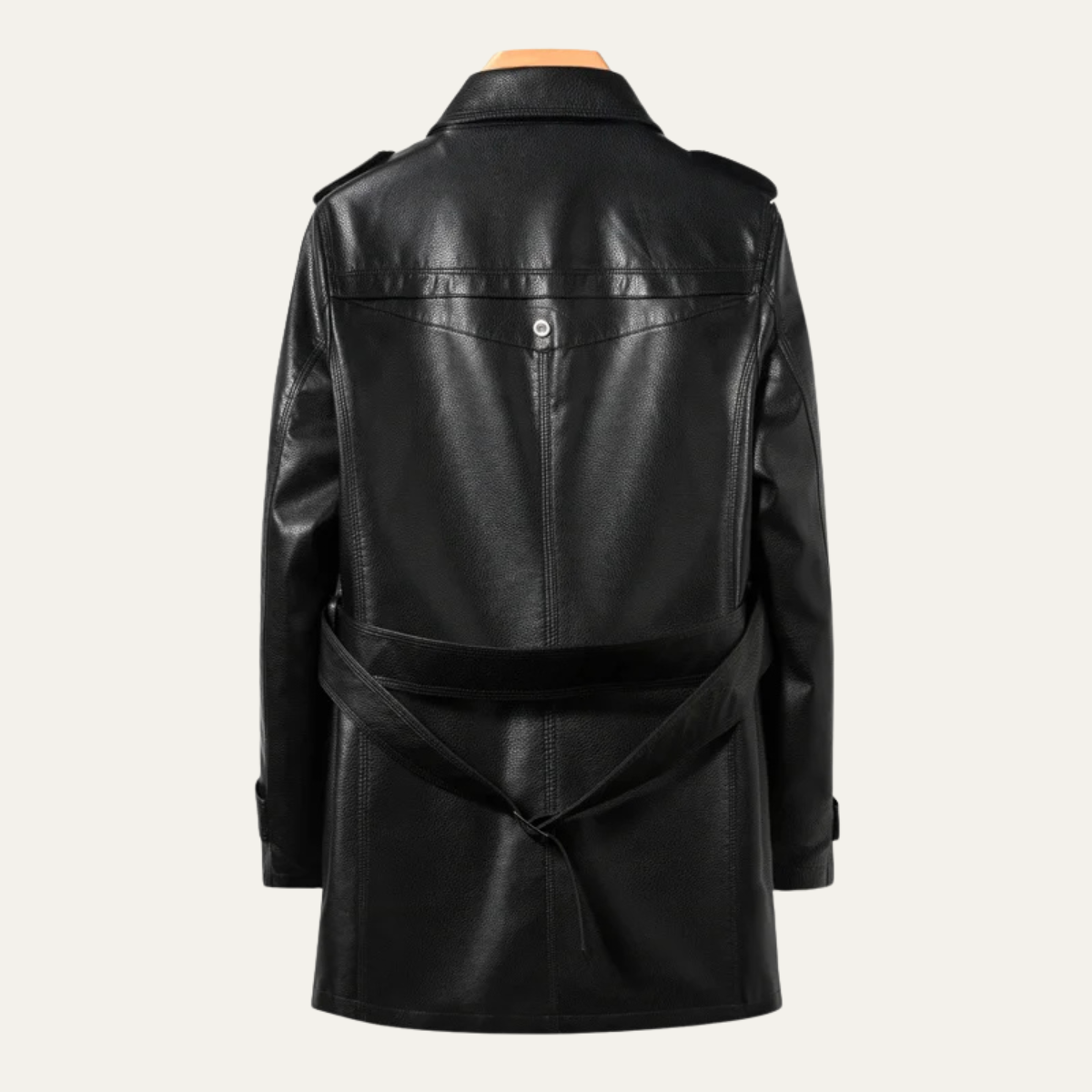 Classic Men's Dark Brown Executive Leather Trench Coat