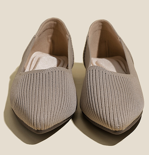 Comfortable Classy Knit Cap Toe Flats-Light Brown