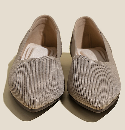 Comfortable Classy Knit Cap Toe Flats-Light Brown
