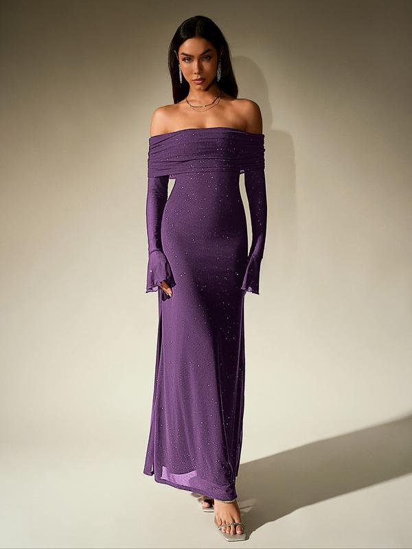 Chic Sequin Off Shoulder Formal Evening Dress
