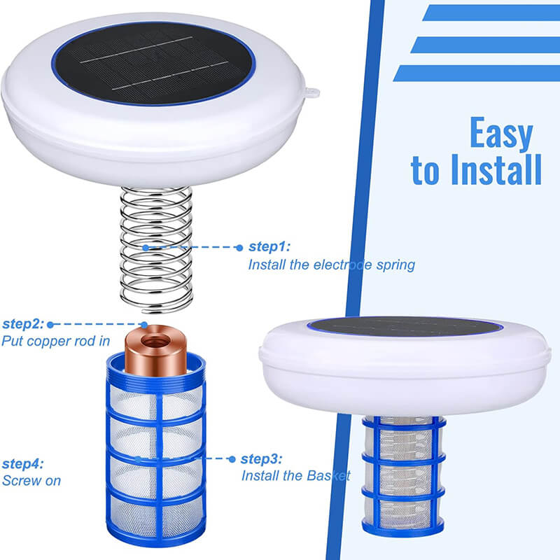 Solar Pool Ionizer with LED Light – Chlorine-Free Purifier for Pools, Hot Tubs & Spas | Reduce Algae, Clean Water