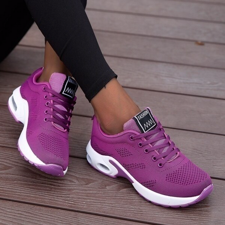Women's Lace-up Fabric Flat Heel Sneakers