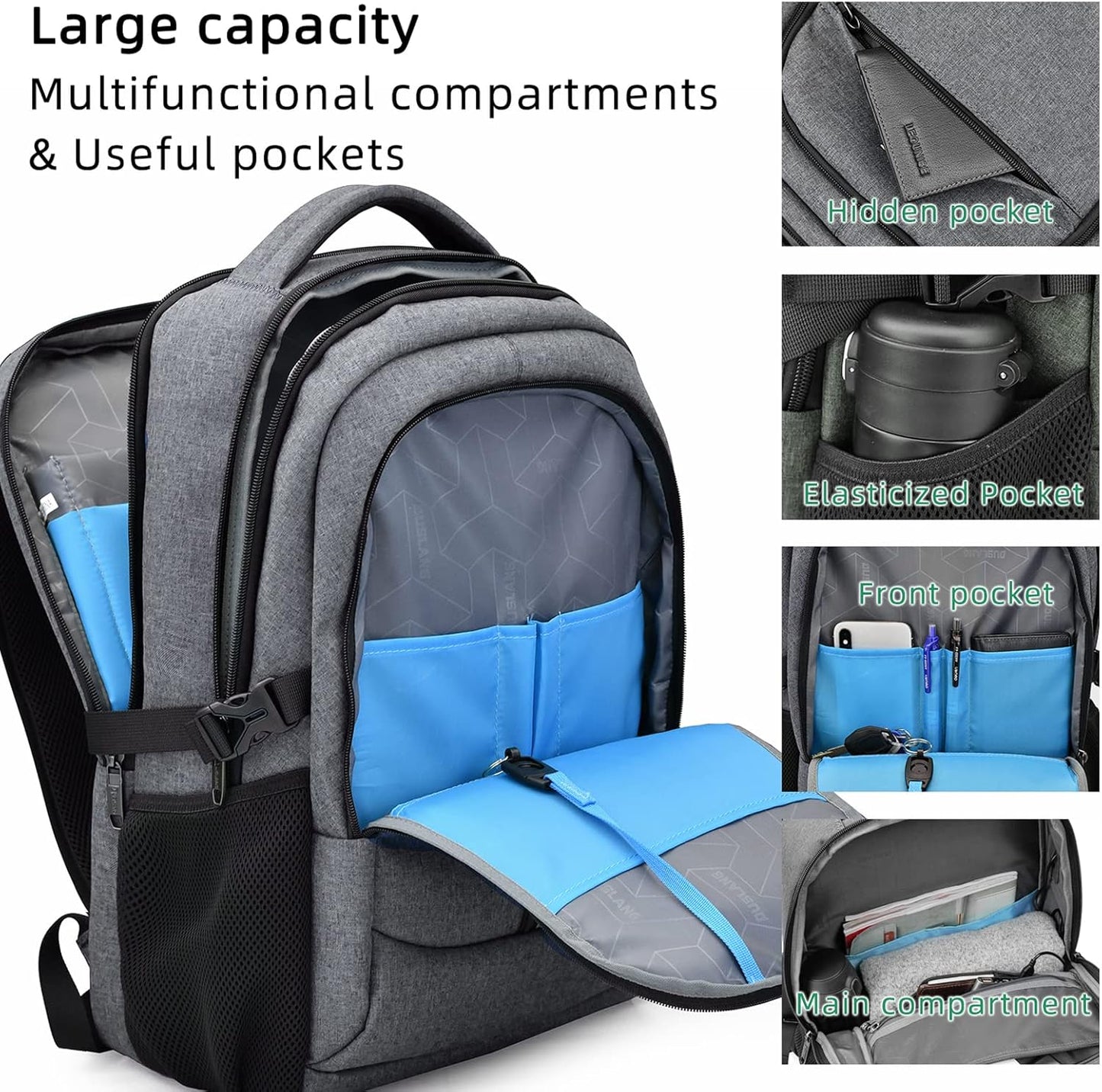 Durable Commuter Laptop Bag with USB Charger & Multiple Pockets