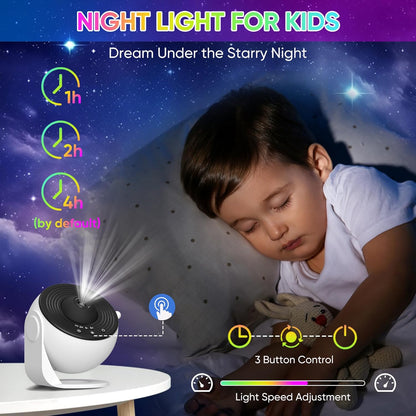 Cosmic Night Sky Projector with Rotating Star Patterns