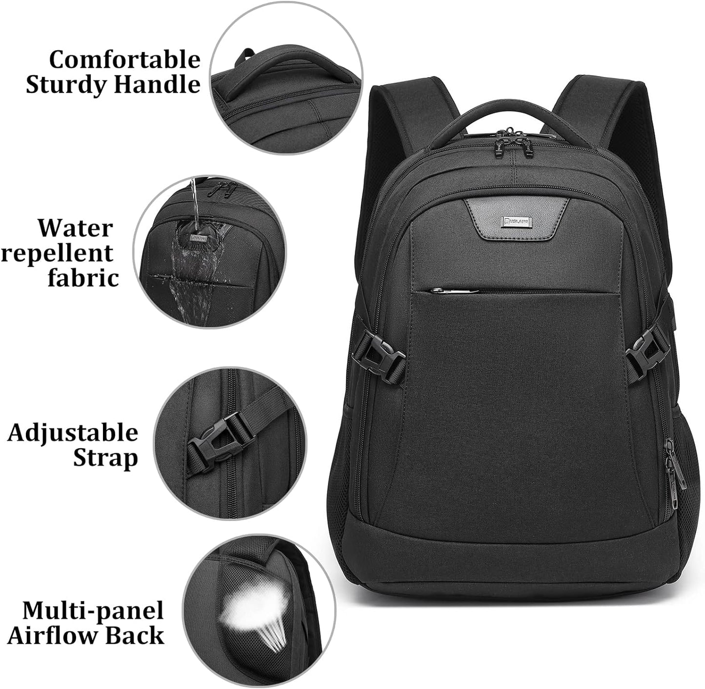 Durable Commuter Laptop Bag with USB Charger & Multiple Pockets