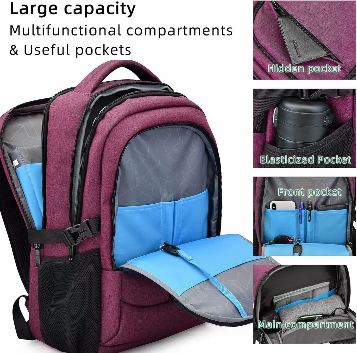 Durable Commuter Laptop Bag with USB Charger & Multiple Pockets