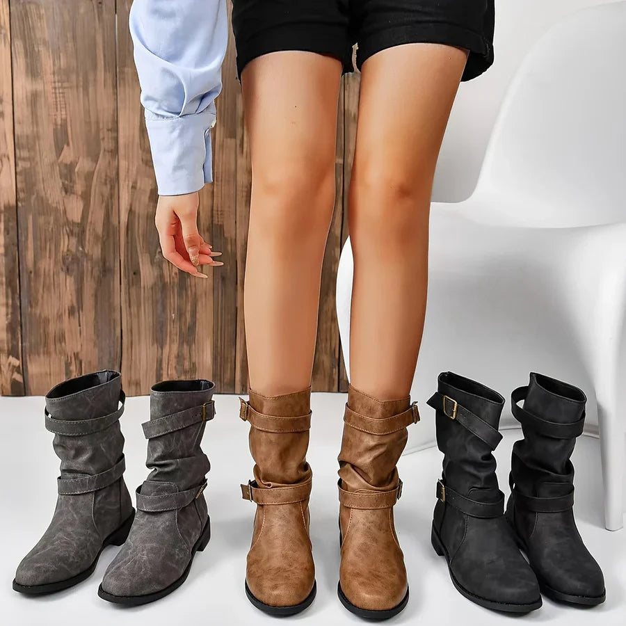 Soft Synthetic Leather Ankle Boots for Women - OutfitLondon