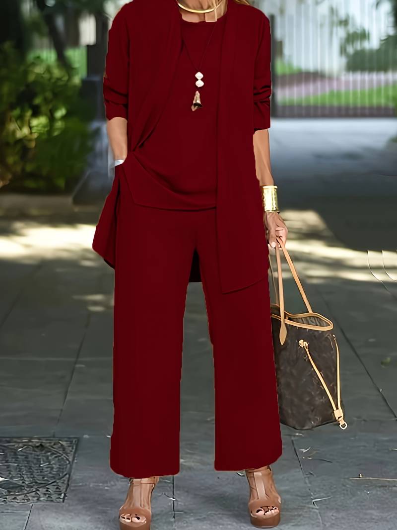 Comfortable Plush Ladies Loungewear Pant Set with Cardigan