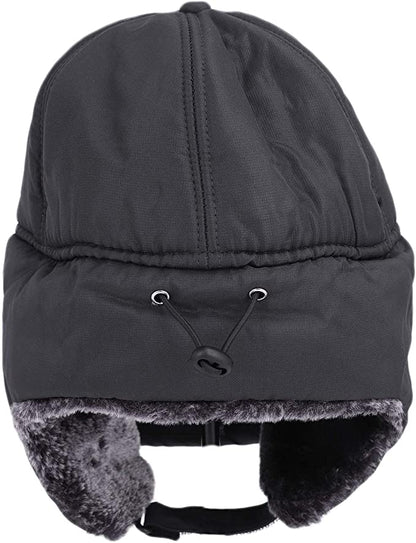 Mens Winter Cold Weather Snow Hat With Ear Flaps And Brim