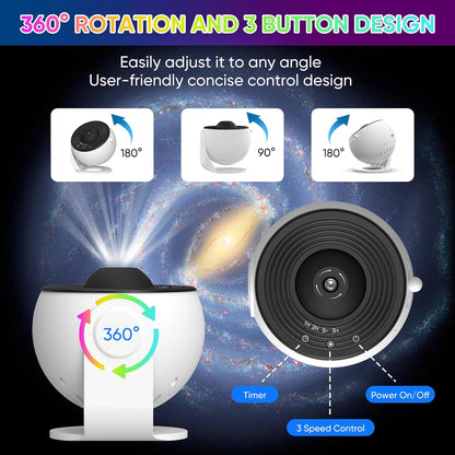 Cosmic Night Sky Projector with Rotating Star Patterns