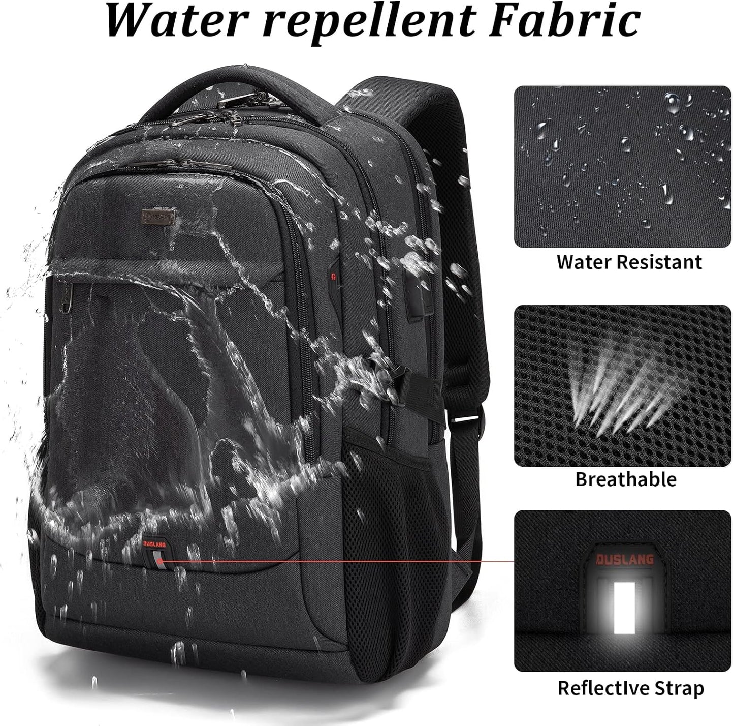 Durable Commuter Laptop Bag with USB Charger & Multiple Pockets