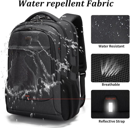 Durable Commuter Laptop Bag with USB Charger & Multiple Pockets