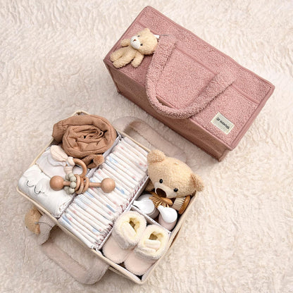 Soft Baby Diaper Storage Basket with Pockets