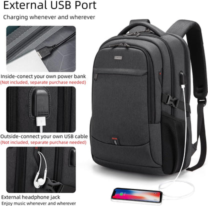 Durable Commuter Laptop Bag with USB Charger & Multiple Pockets