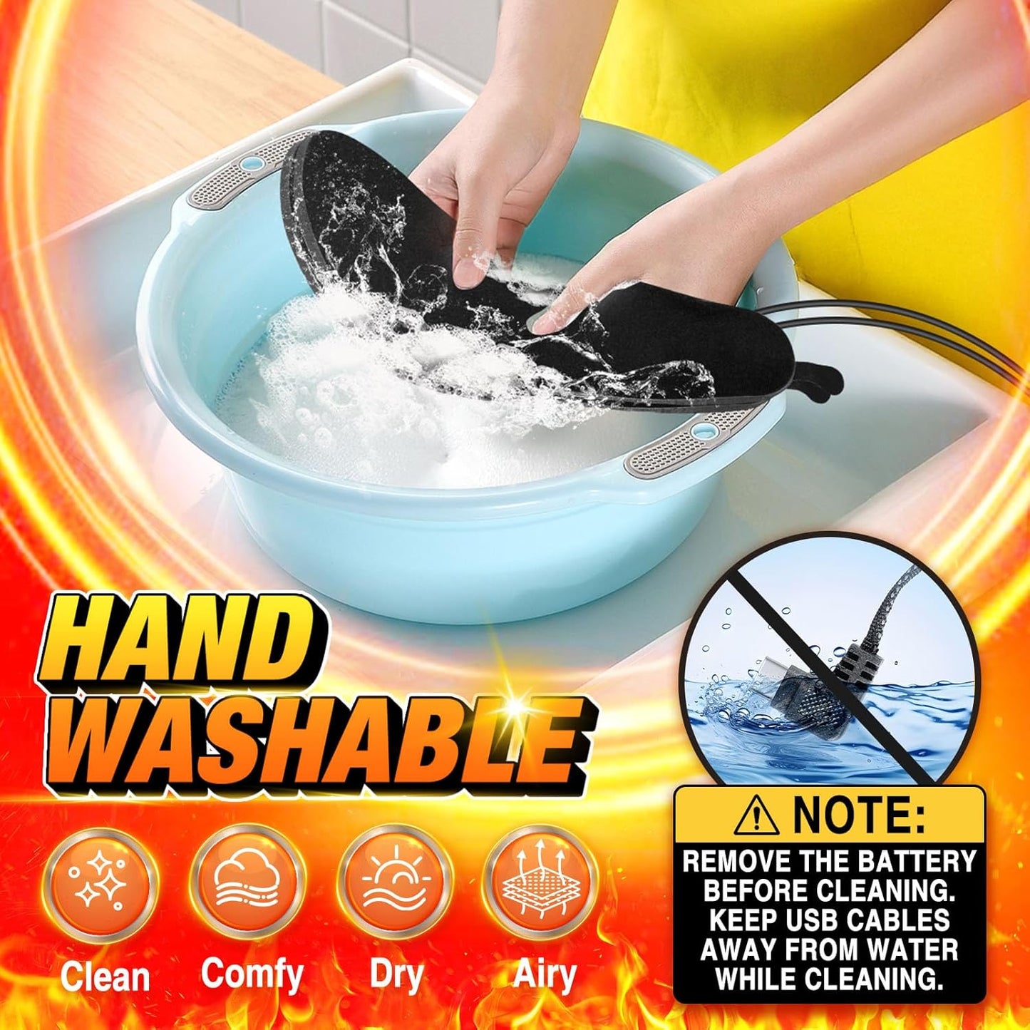 Warm Electric Heated Insoles for Cold Feet