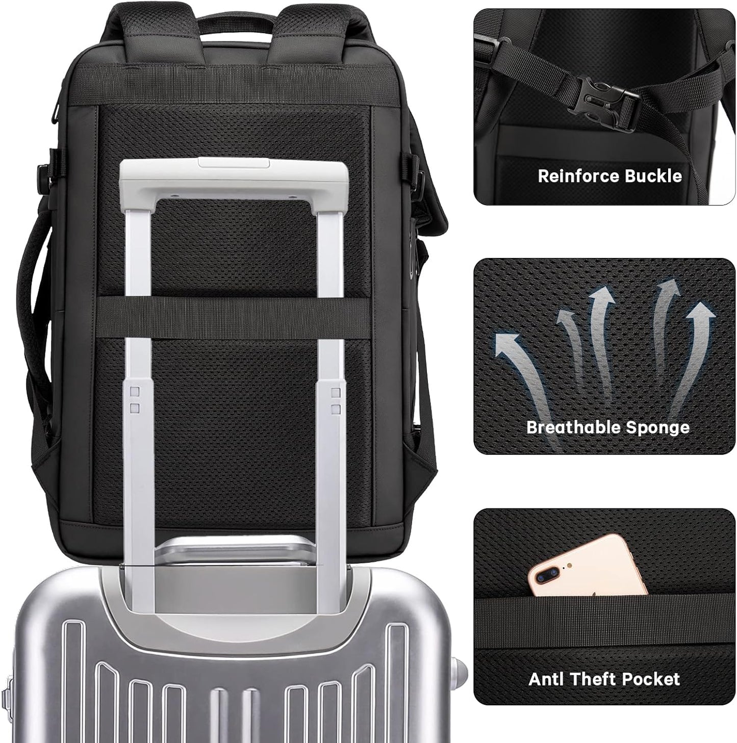 Spacious 26-45L Water Resistant Hiking Rucksack with Laptop Compartment