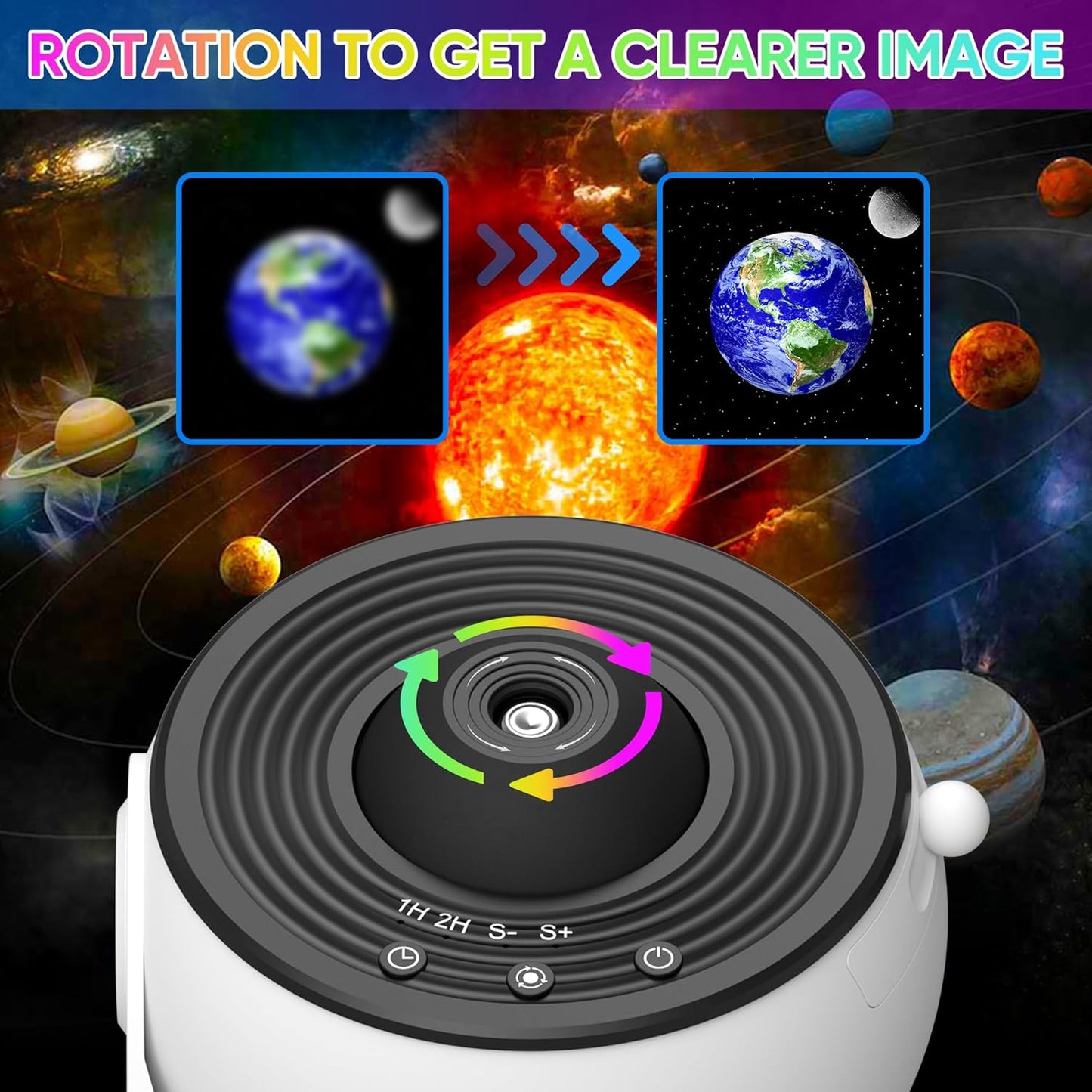 Cosmic Night Sky Projector with Rotating Star Patterns