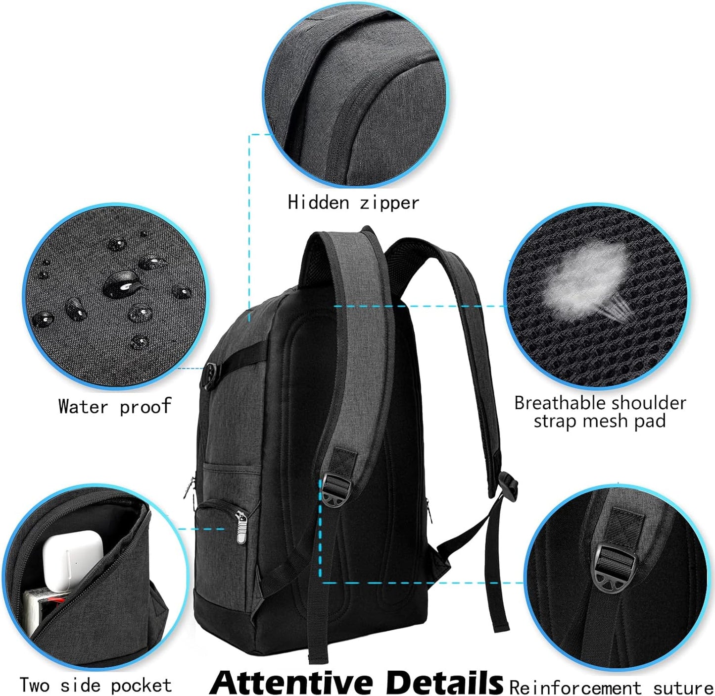 Compact 15.6 Business Laptop Backpack with Multiple Pockets