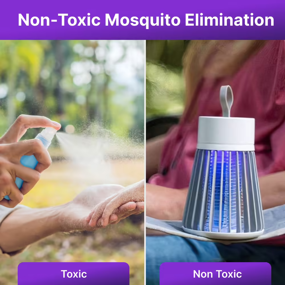 Mosquito Zapper Lamp for Indoor & Outdoor Use - Rechargeable, No Chemicals, Safe Mosquito Trap