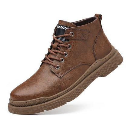 Men's Fleece Lace-Up Leather Waterproof British Boots