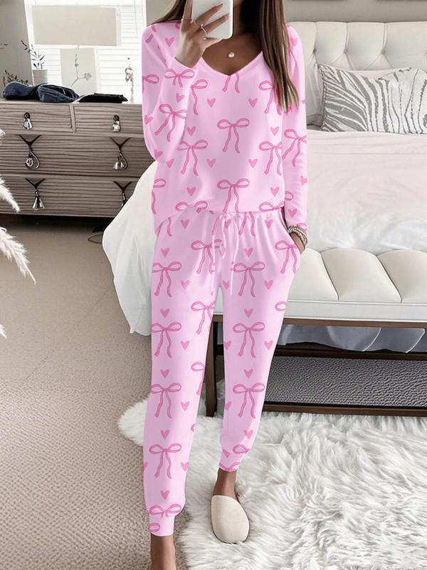 Chic Floral V-Neck Top and Matching Pants Set
