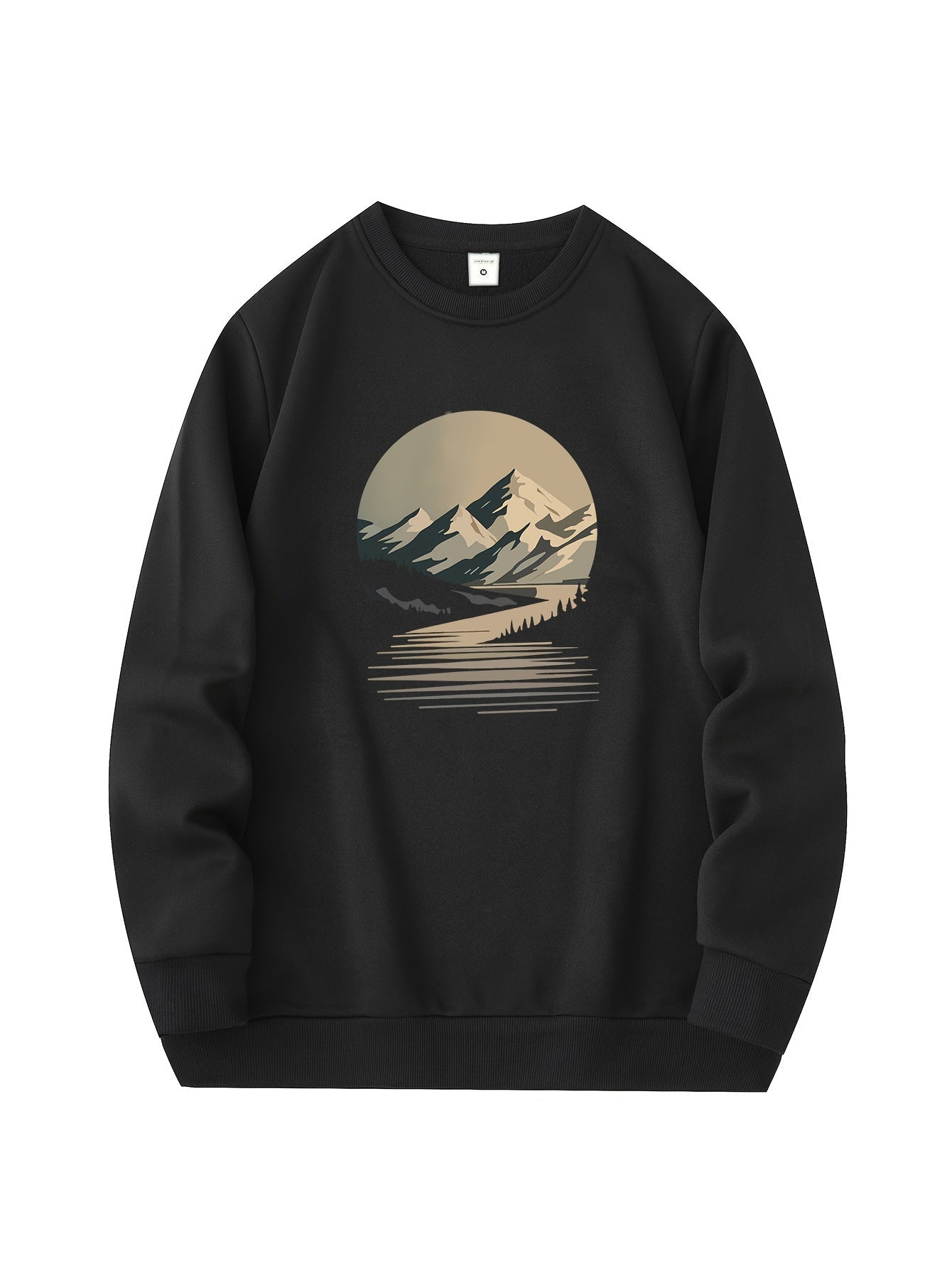 Casual Fit Mens Fleece Sweatshirt with Mountain Graphic - OutfitLondon