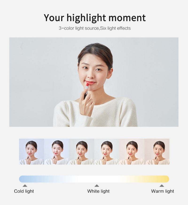 Portable Phone Holder Stand With Wireless Dimmable LED Selfie Fill Light Lamp For Live Video Fill Light Retractable Pho