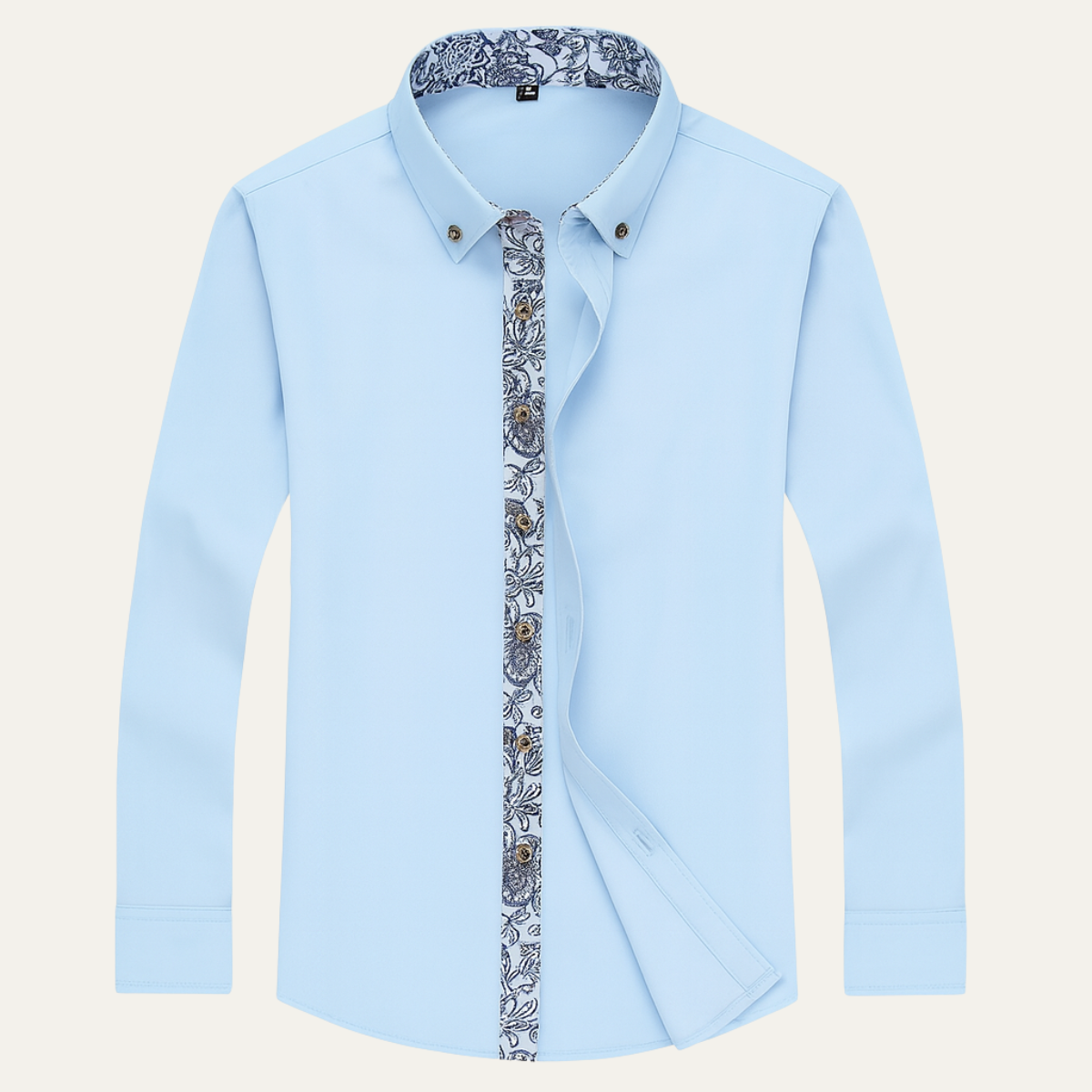 Stylish Men's Slim Fit Dress Shirt with Patterned Collar